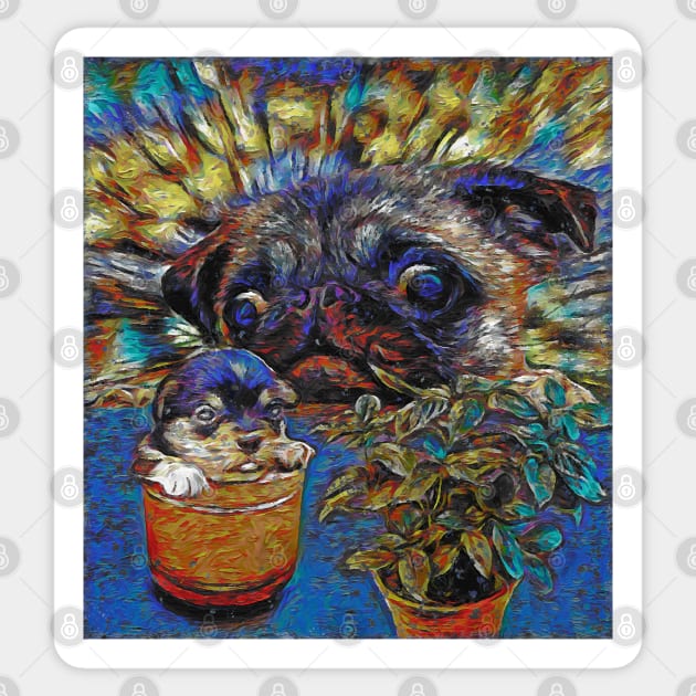 Cute Frenchie Bulldog Oil Painting Sticker by Leon Star Shop